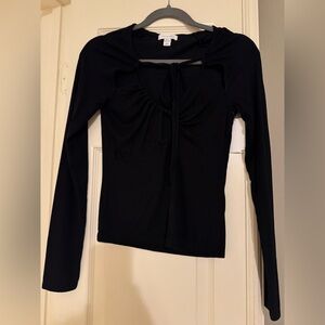 Topshop Black Long Sleeve Blouse